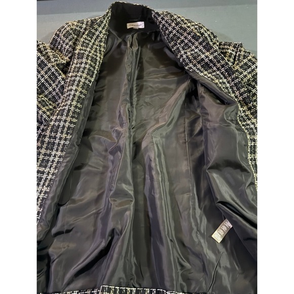 Calvin Klein Peti Coat Plaid Woven Open Front Coat Pockets Sparkle 14W - Picture 6 of 11